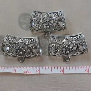 XL Scarf Pendant Bails Elegant Silver Floral Jewelry Connectors